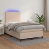 Vidaxl Cama Box Spring Colchón Led Cuero Sintético Capuchino 120x190cm Marrón