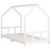 Vidaxl Estructura De Cama Para Niños Madera De Pino Blanco 90x200 Cm