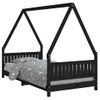 Vidaxl Estructura De Cama Para Niños Madera De Pino Negro 90x190 Cm