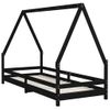 Vidaxl Estructura De Cama Para Niños Madera De Pino Negro 90x200 Cm