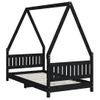 Vidaxl Estructura De Cama Para Niños Madera De Pino Negro 80x160 Cm