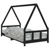 Vidaxl Estructura De Cama Para Niños Madera De Pino Negro 90x200 Cm