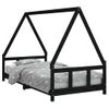 Vidaxl Estructura De Cama Para Niños Madera De Pino Negro 90x190 Cm