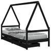 Vidaxl Estructura De Cama Niños Con Cajones Madera Pino Negro 80x200cm