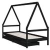 Vidaxl Estructura De Cama Niños Con Cajones Madera Pino Negro 80x200cm