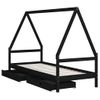 Vidaxl Estructura De Cama Niños Con Cajones Madera Pino Negro 80x200cm