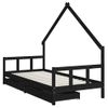 Vidaxl Estructura De Cama Niños Con Cajones Madera Pino Negro 90x200cm