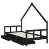 Vidaxl Estructura De Cama Niños Con Cajones Madera Pino Negro 90x200cm