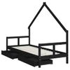 Vidaxl Estructura De Cama Niños Con Cajones Madera Pino Negro 80x200cm