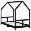 Vidaxl Estructura De Cama Para Niños Madera De Pino Negro 80x160 Cm