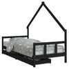 Vidaxl Estructura Cama Infantil Y Cajones Madera Pino Negro 90x190 Cm