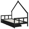 Vidaxl Estructura Cama Infantil Y Cajones Madera Pino Negro 90x190 Cm