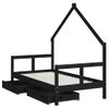 Vidaxl Estructura Cama Infantil Y Cajones Madera Pino Negro 80x160 Cm