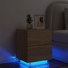 Vidaxl Mesita De Noche Con Luces Led Madera De Ingeniería Roble Sonoma Marrón