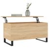 Vidaxl Mesa De Centro Madera Contrachapada Roble Sonoma 90x44,5x45 Cm Marrón