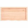 Vidaxl Tablero De Mesa Madera Maciza Roble Sin Tratar 80x40x(2-6) Cm Marrón