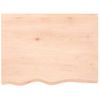 Vidaxl Tablero De Mesa Madera Maciza Roble Sin Tratar 80x60x(2-6) Cm Marrón