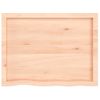 Vidaxl Tablero De Mesa Madera Maciza Roble Sin Tratar 80x60x(2-6) Cm Marrón