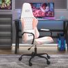 Vidaxl Silla Gaming De Masaje Cuero Sintético Blanco Y Rosa