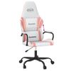 Vidaxl Silla Gaming Cuero Sintético Blanco Y Rosa