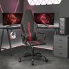 Vidaxl Silla Gaming Con Masaje Cuero Sintético Rojo Tinto Y Negro