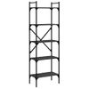 Vidaxl Librería De 5 Estantes Madera De Ingeniería Negro 56x31,5x174cm