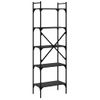 Vidaxl Librería De 5 Estantes Madera De Ingeniería Negro 56x31,5x174cm