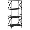 Vidaxl Librería De 4 Estantes Madera Ingeniería Negro 59x35x132 Cm