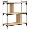 Vidaxl Librería 3 Estantes Madera Ingeniería Roble Sonoma 76x32x88 Cm Marrón