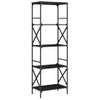 Vidaxl Librería De 5 Estantes Madera Ingeniería Negro 59x35x171 Cm