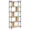 Vidaxl Librería 6 Estantes Madera Ingeniería Roble Sonoma 76x32x192 Cm Marrón