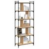 Vidaxl Librería 6 Estantes Madera Ingeniería Roble Sonoma 76x32x192 Cm Marrón