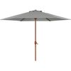 Parasol De Jardín Derecho Acabado De Madera -  "luz" - Redondo - Ø 3m - Gris