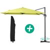 Parasol Lateral De Jardín Alu "sun 3" – Cuadrado – 3 X 3 M –  Verde + Funda Protectora