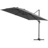 Parasol Lateral De Jardín Alu "sun 3" – Cuadrado – 3 X 3 M – Gris + Funda Protectora