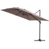 Parasol Lateral De Jardín Alu "sun 3" – Cuadrado – 3 X 3 M – Topo+ Funda Protectora