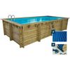 Piscina Rectangular De Madera "tobago" - 6,20 X 3,00 X 1,31 M + Cubierta De Burbujas De 180 Μ - Cubierta De Invierno De 280 G/m²