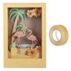 Marco De Madera Con Escena 3d 20 X 30 X 6,7 Cm Flamingo + Masking Tape