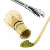 2 Utensilios De Té Matcha De Bambú + Pajita De Acero Inoxidable Con Fi