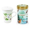 Tetera De Porcelana Floreada 250ml + Té De Hierbas De Las Tardes De In