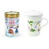 Tetera De Porcelana Floreada 250ml + Té De Hierbas Mágico De Navidad