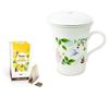 Tetera De Porcelana Floreada 250ml + Té De Jengibre Y Limón Ecológico