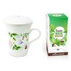 Tetera De Porcelana Con Flores 250ml + Té De Menta Y Regaliz Ecológico