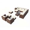 Conjunto De Jardín Modular 13/14 Personas Resina Trenzada Marrón/blanc Stalla