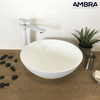 Colección Ambra - Lavabo Sobre Encimera Redondo De 38 Cm En Solid Surface - Coppa