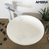 Colección Ambra - Lavabo Sobre Encimera Redondo De 38 Cm En Solid Surface - Coppa