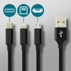 Cable Multipuerto Negro De Moxie 3 En 1: Lightning, Usb Tipo C Y Micro Usb 3 A