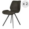 Horizon - Silla De Microfibra Marrón Oscuro Patas Metal Negro (x2)