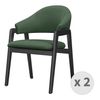 Wool-silla De Tela Verde Y Madera Negra (x2)