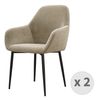 Gabin-sillón De Mesa Terciopelo Taupe Y Metal Negro (x2)